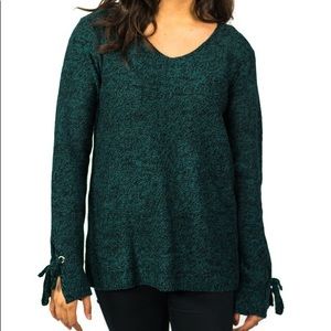 Emerald sweater with tie sleeve